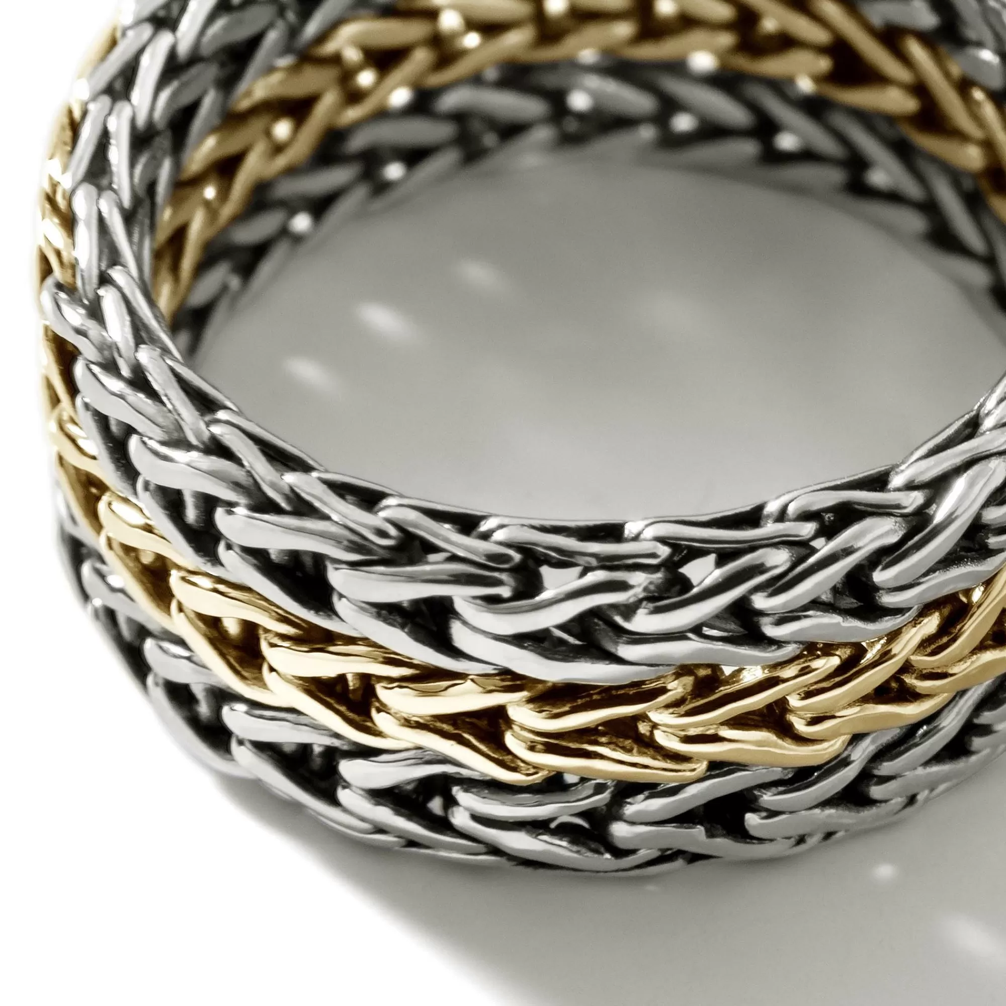 Soft^John Hardy Rata Chain Ring, Silver, Gold, Wide