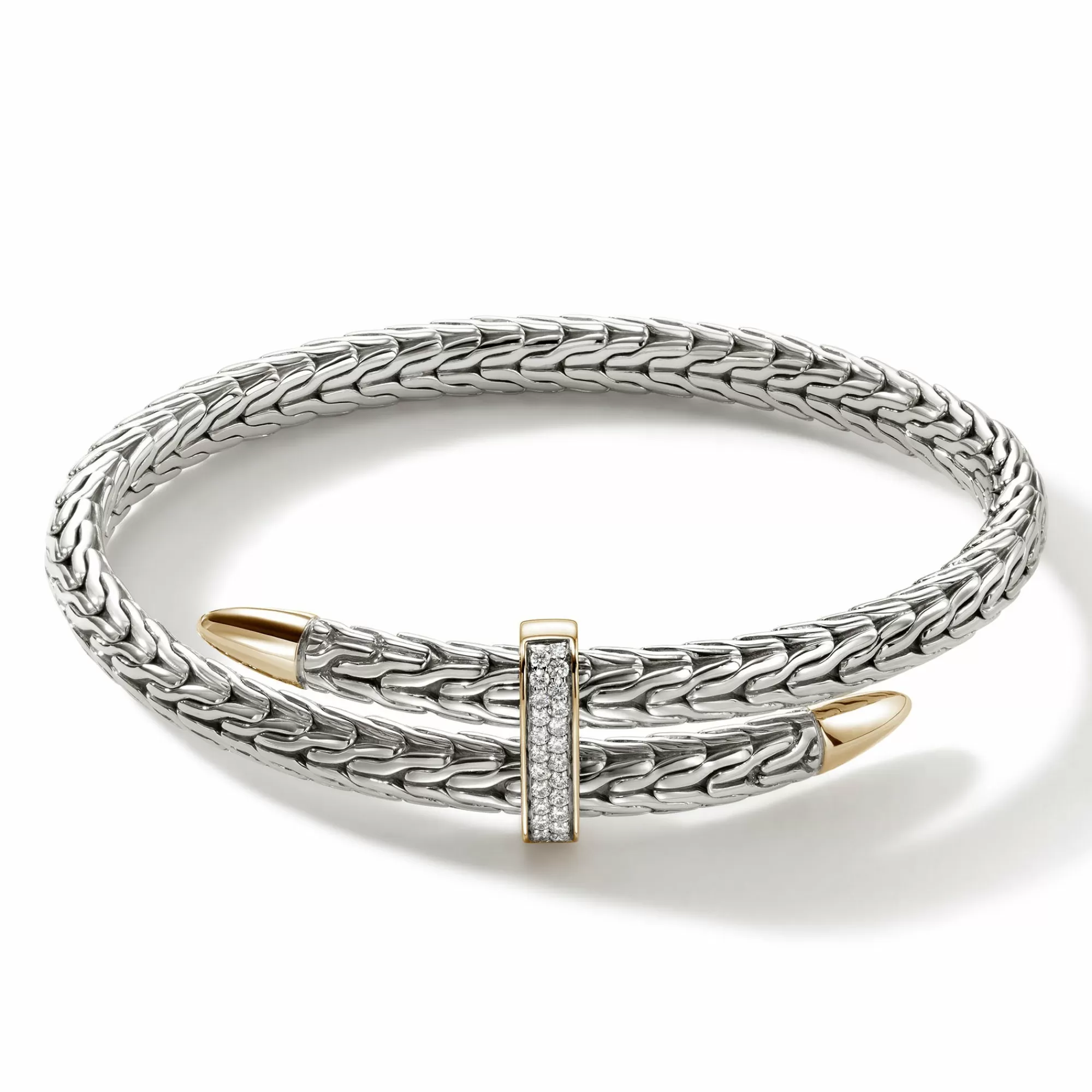 Cuffs^John Hardy Spear Flex Cuff, Silver, Gold, Diamonds