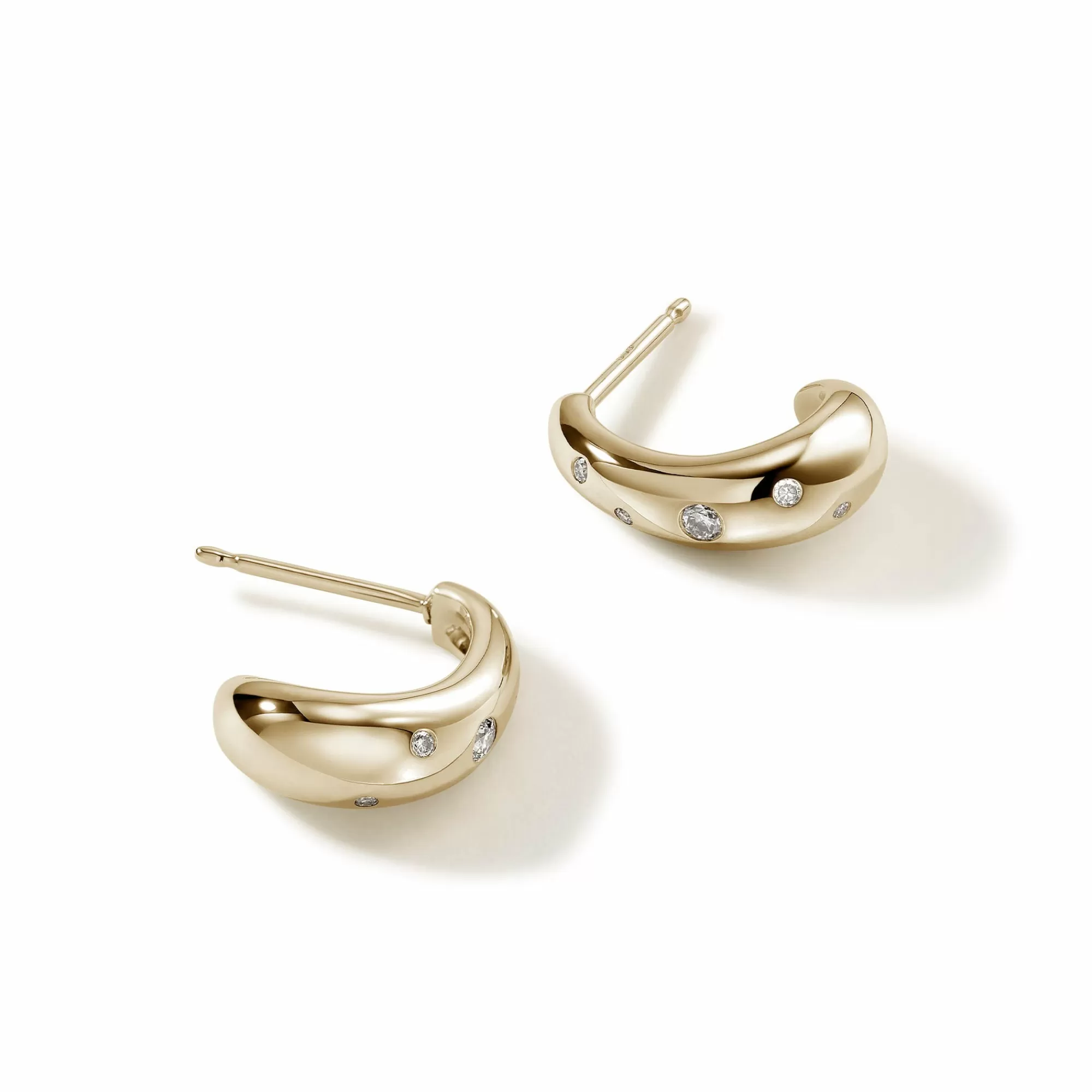 Hoops^John Hardy Surf J Hoop Earring, Gold, Diamonds, Small