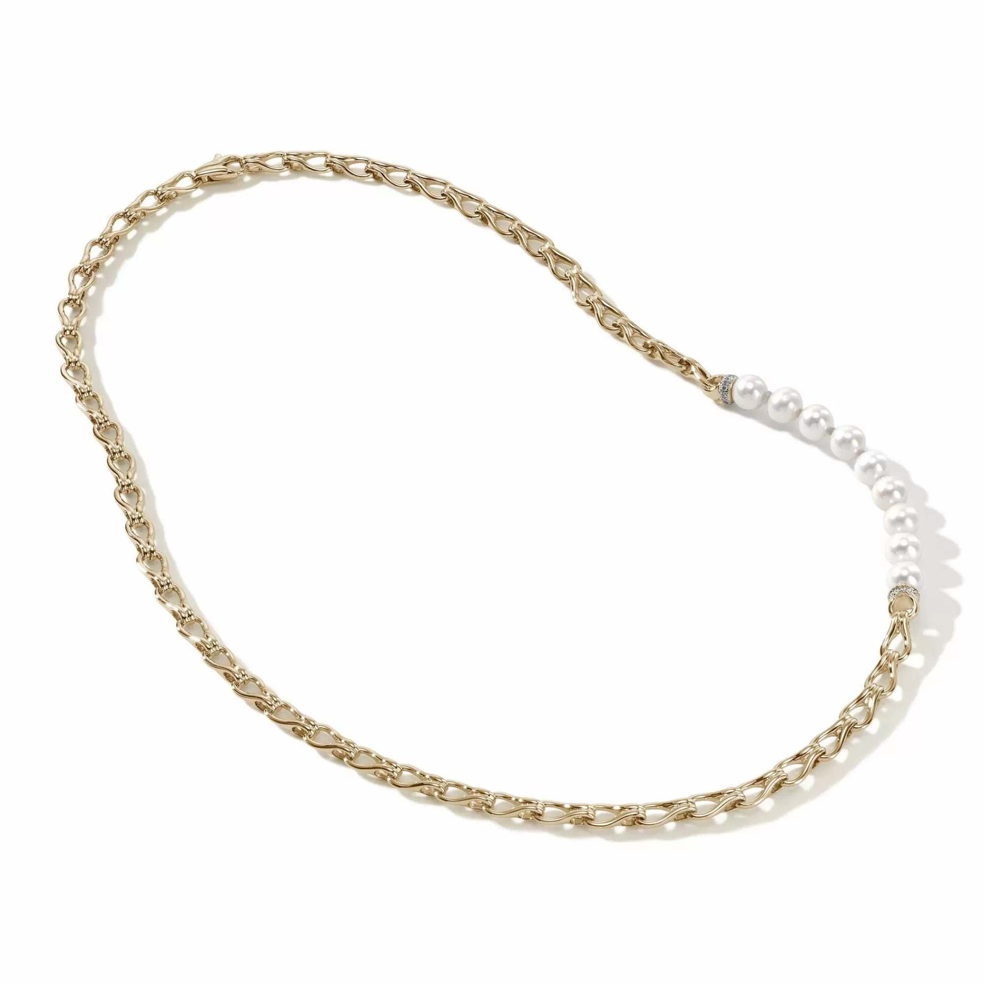 Layering^John Hardy Surf Necklace, Gold, Diamonds, Pearl, 10Mm